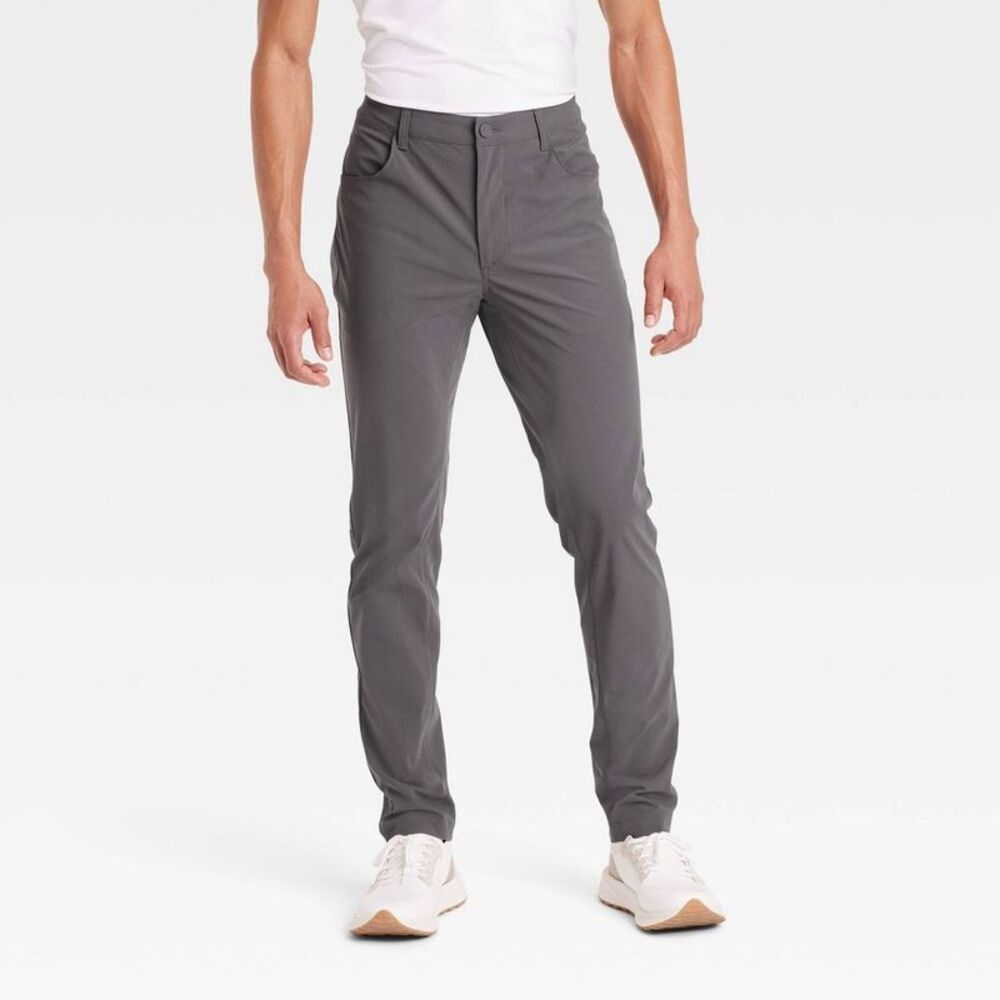 Open Box - All In Motion - Men's Lifestyle 360 Slim Fit 5-Pocket P Dark Gray